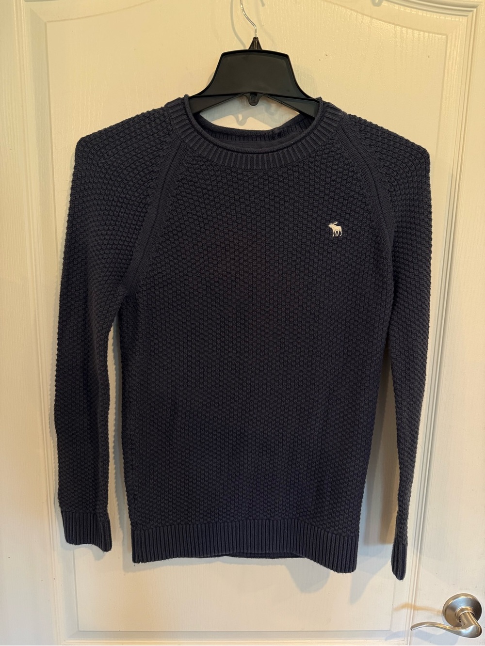 Abercrombie & Fitch Men's 100% Cotton Crewneck chunky Knit Sweater Blue XS